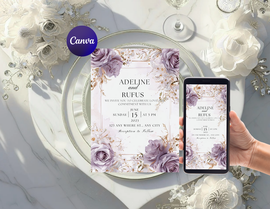 Lilas Floral Wedding Invitation for a Romantic Wedding Theme