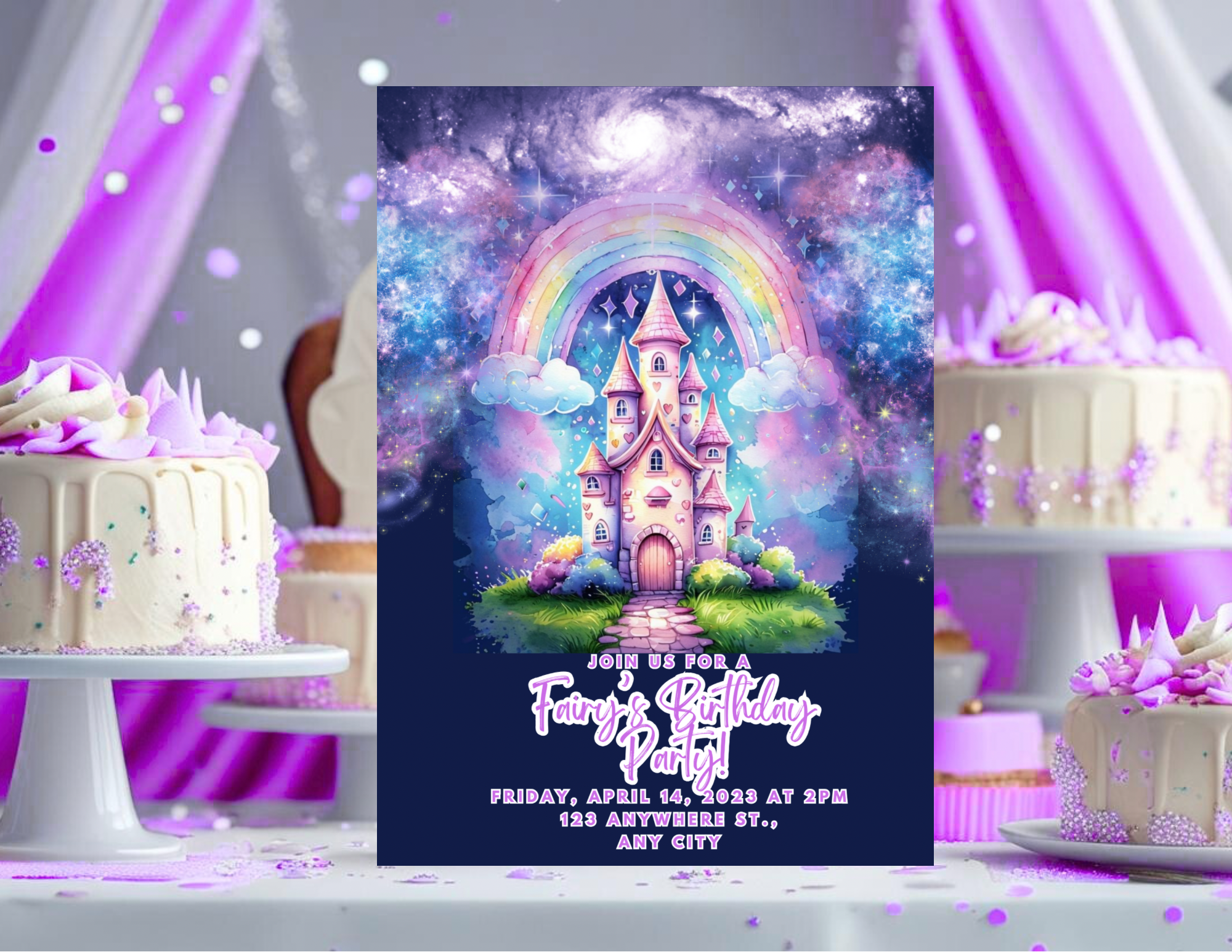 Princess Castle Birthday Invitation Template | Fairytale Kids Party Invite | Editable Canva Digital Invitation | Printable & Mobile Invite