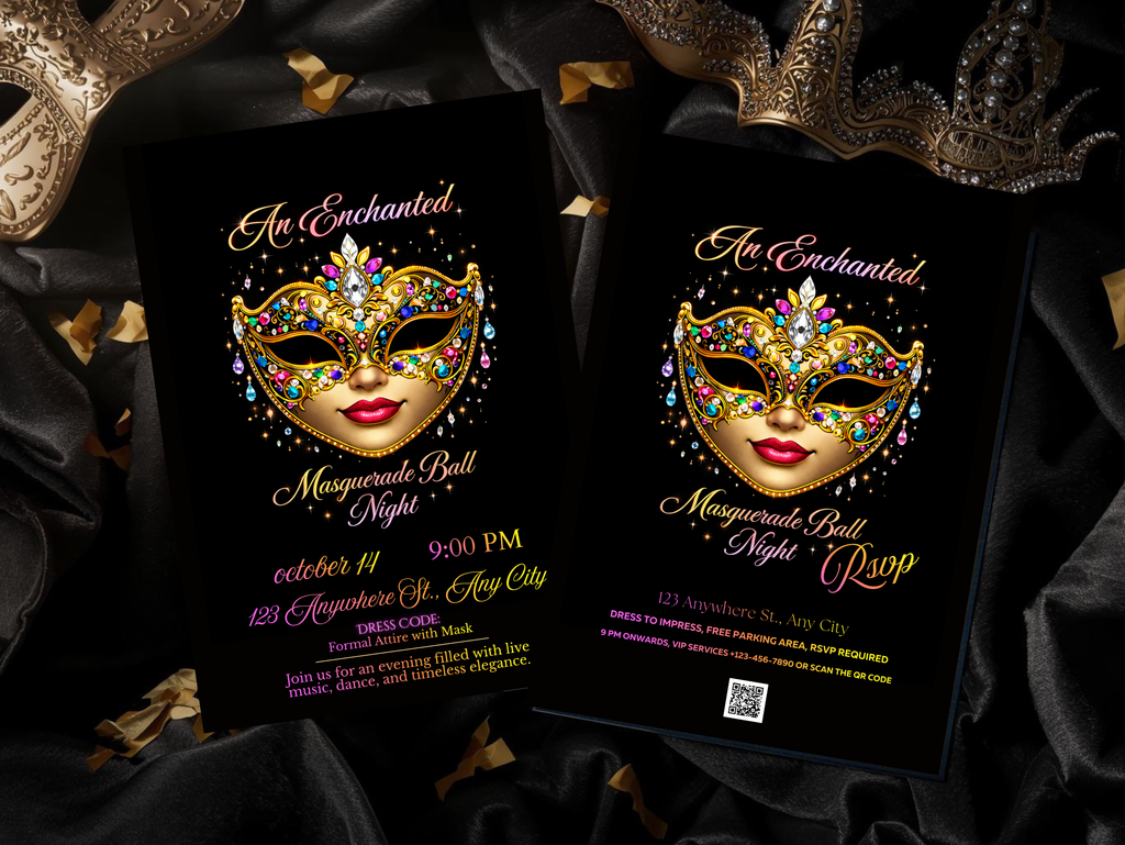 Masquerade Ball Invitation Template, Editable Canva Invitation, Digital Masquerade Party Invite, Mobile Animated Invitation
