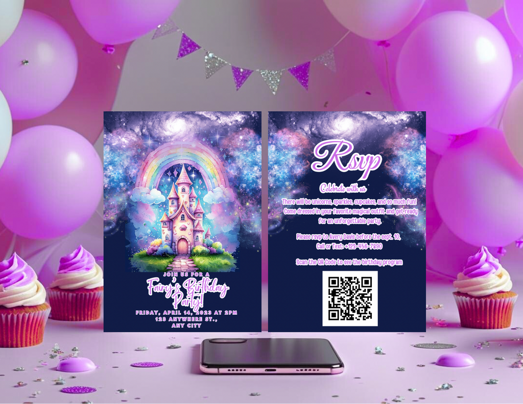 Princess Castle Birthday Invitation Template | Fairytale Kids Party Invite | Editable Canva Digital Invitation | Printable & Mobile Invite - Conception Design