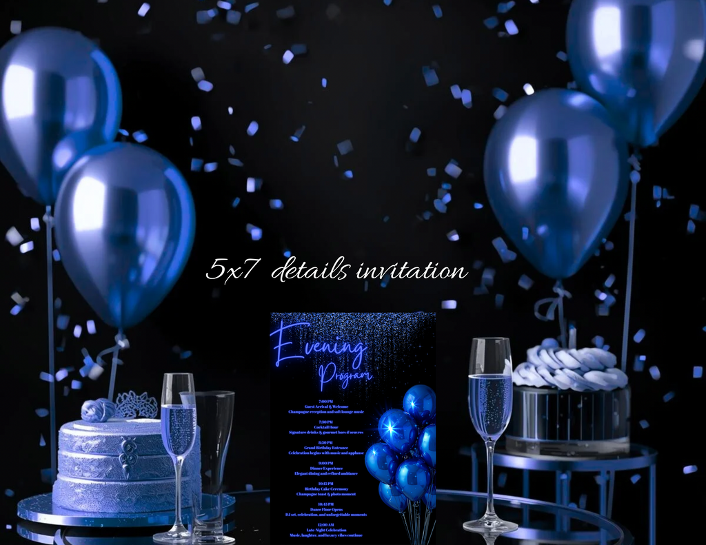 Blue Birthday Invitation Template | Digital Party Invite
