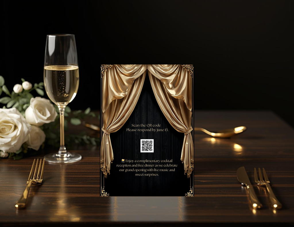 Black and Gold Grand Opening Invitation Template | Luxury Business Event Invite | Editable Canva Invitation | Printable 5x7 + Mobile Version