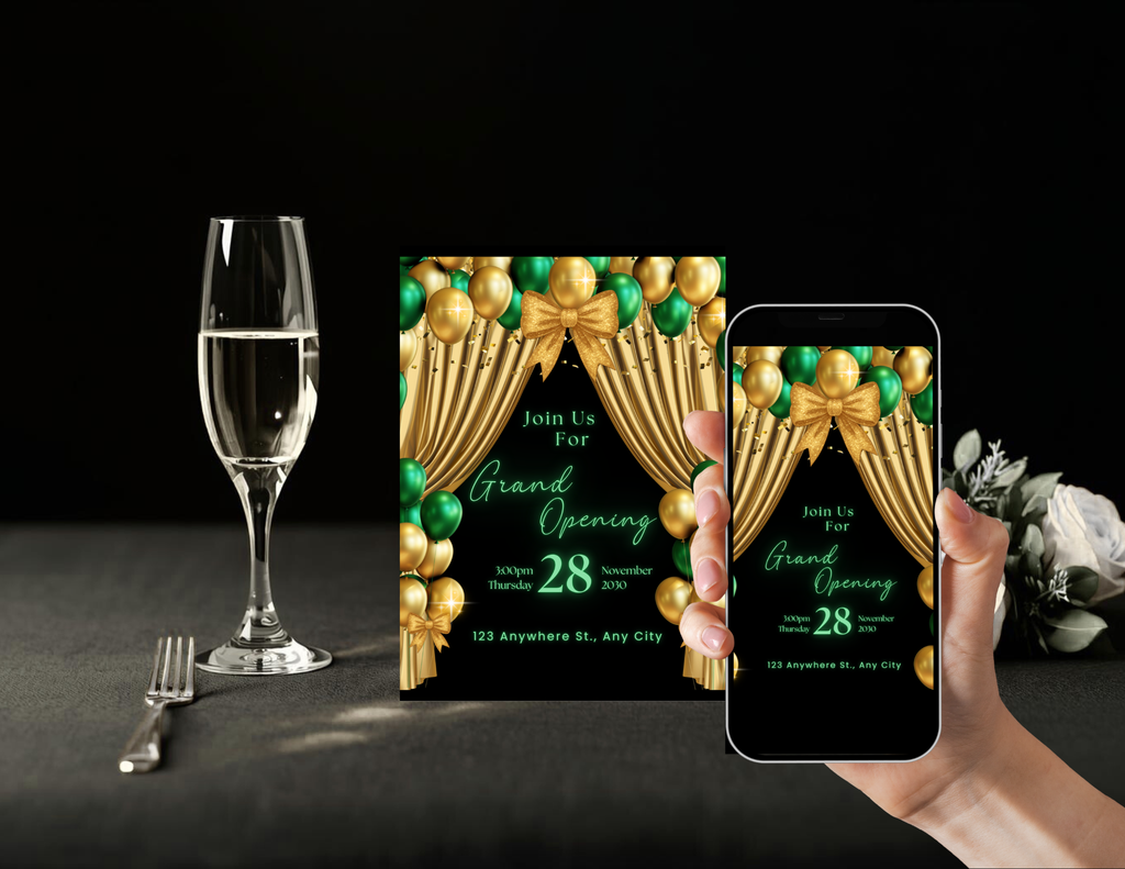 Grand Opening Invitation Template | Editable Canva Business Launch Invite | Printable 5x7 + Mobile + Animated Invitation