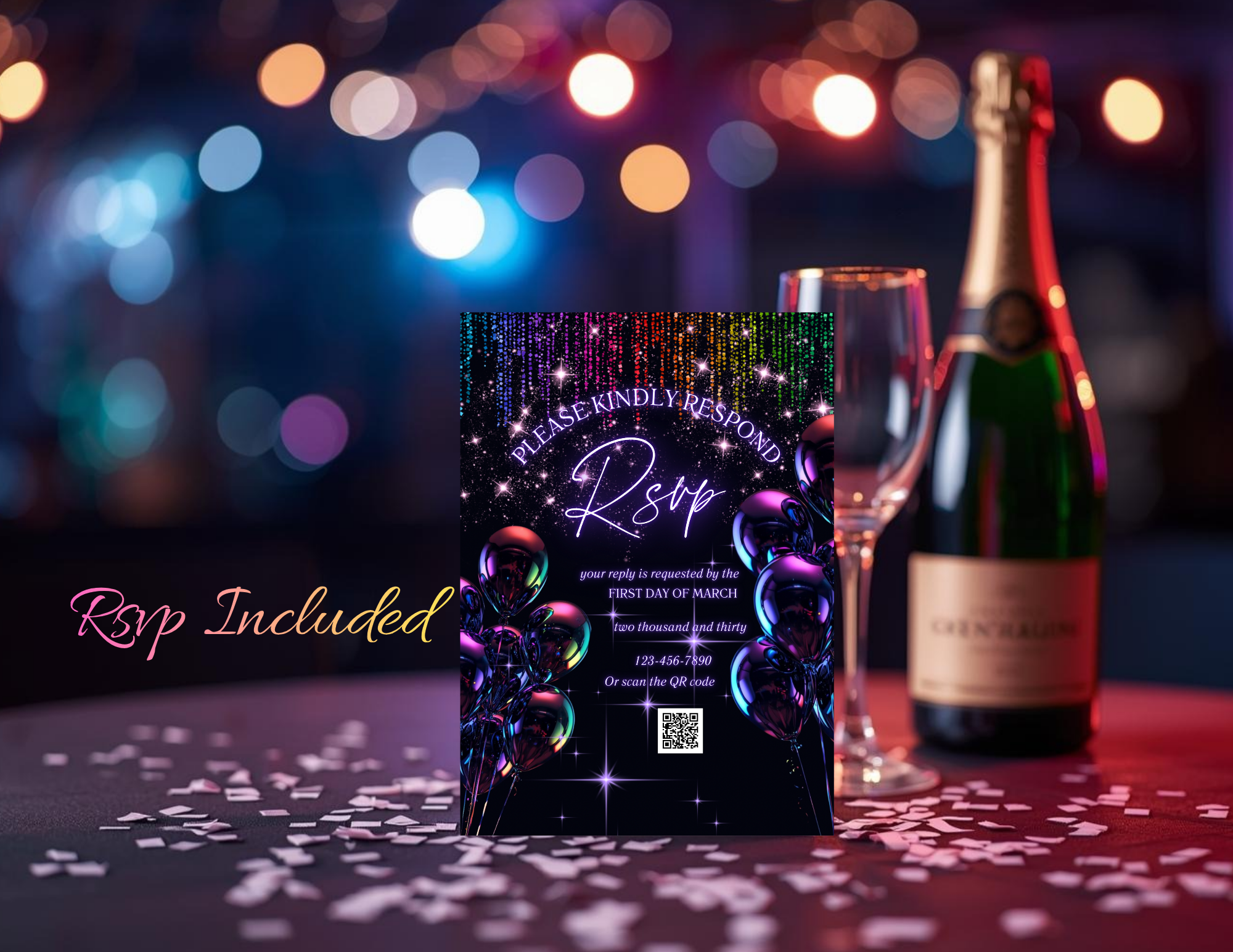 Neon Birthday Invitation Template | Editable Canva Invite | Printable 5x7 + Mobile 1080x1920 + Animated Invitation | Birthday Party Invite