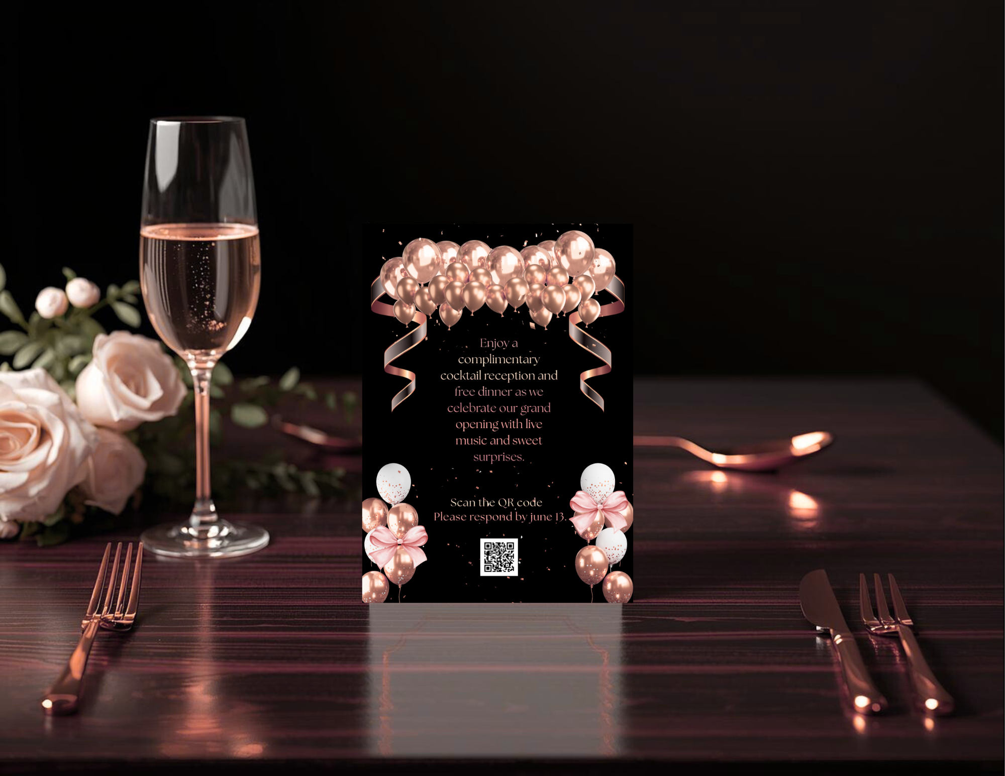 Rose Gold Grand Opening Invitation Template | Luxury Editable Canva Invite | Printable 5x7 + Mobile Invitation | Business Opening Announcement