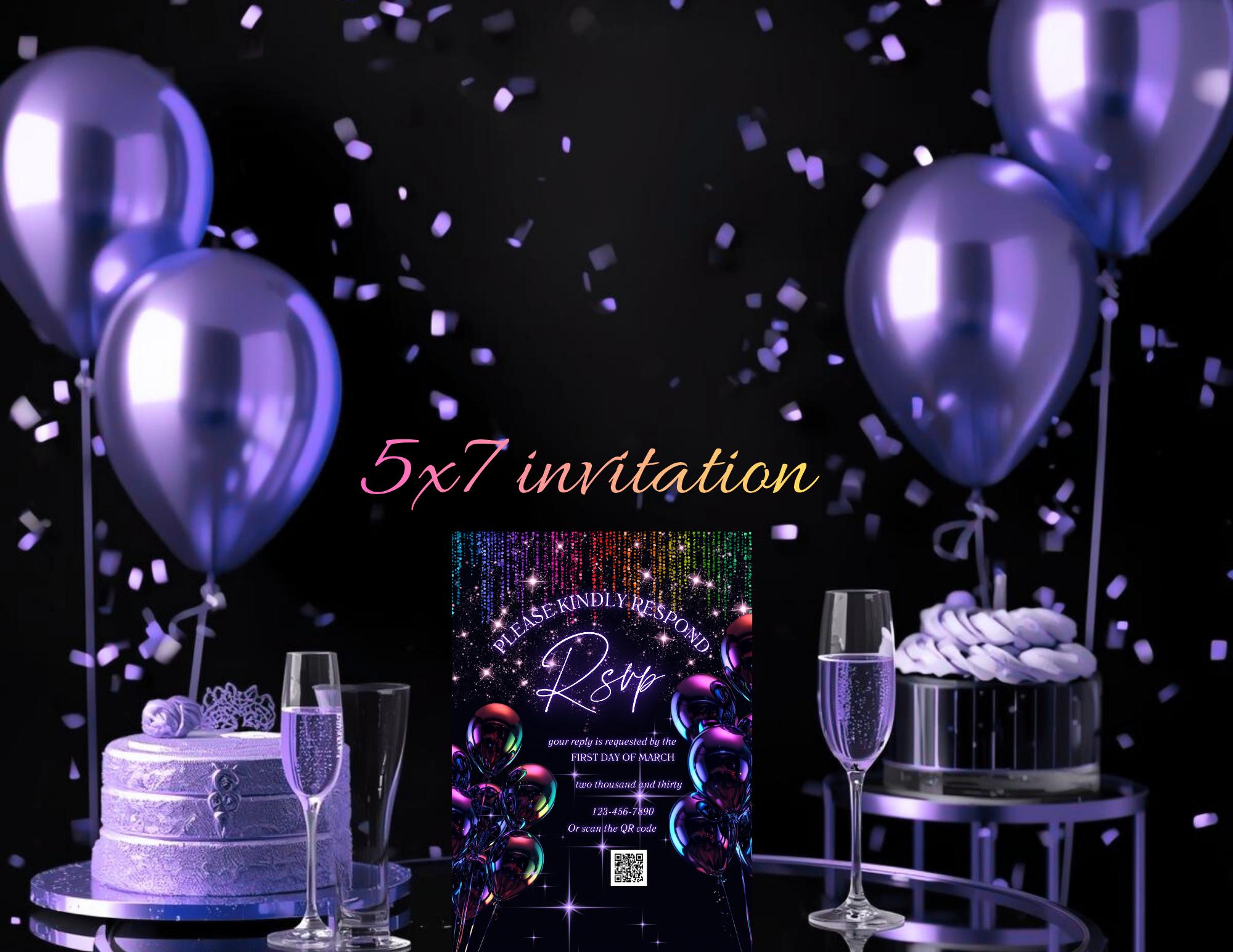 Neon Birthday Invitation Template | Editable Canva Invite | Printable 5x7 + Mobile 1080x1920 + Animated Invitation | Birthday Party Invite