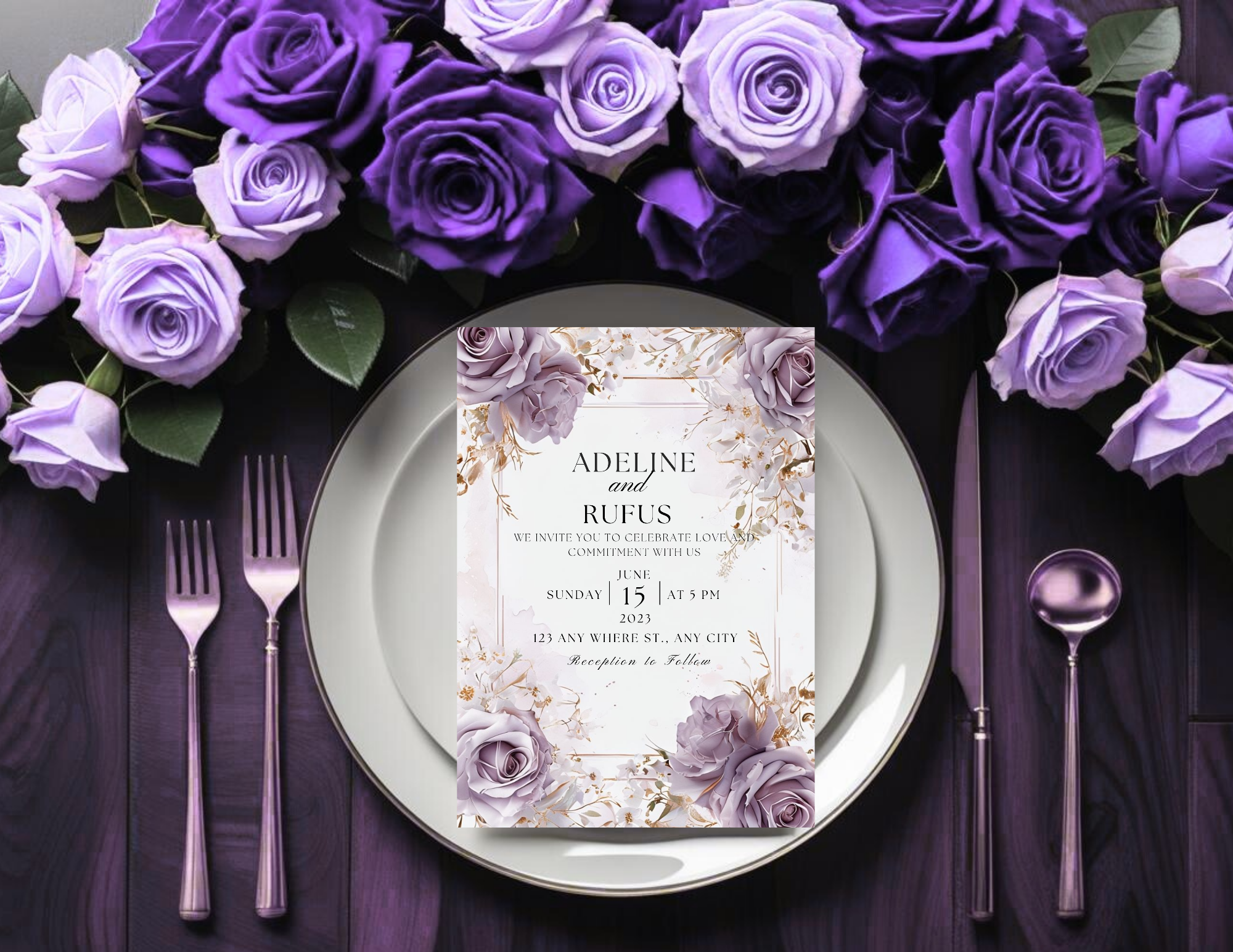 Lilas Rose Digital Wedding Invitation | Blush Pink Floral Invite | Printable 5x7, Mobile 1080x1920 Static & Animated Version