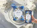 Blue Floral Digital Wedding Invitation | Printable 5x7, Mobile & Animated Invite | Editable Canva Template with RSVP