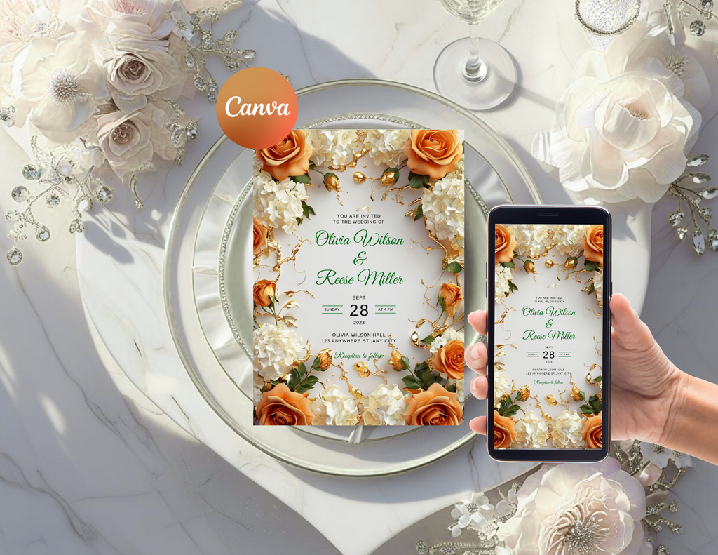 Editable Digital Wedding Invitation | Printable 5x7 + Mobile & Animated Invite | RSVP Included | Instant Download